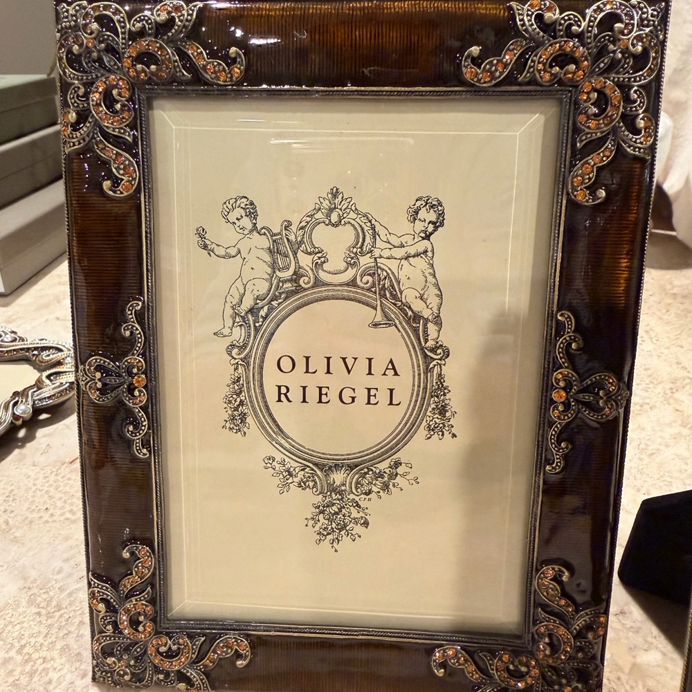 Olivia Riegel Amber Glass Picture Frame with Decorative Gold Corners 4 by 6